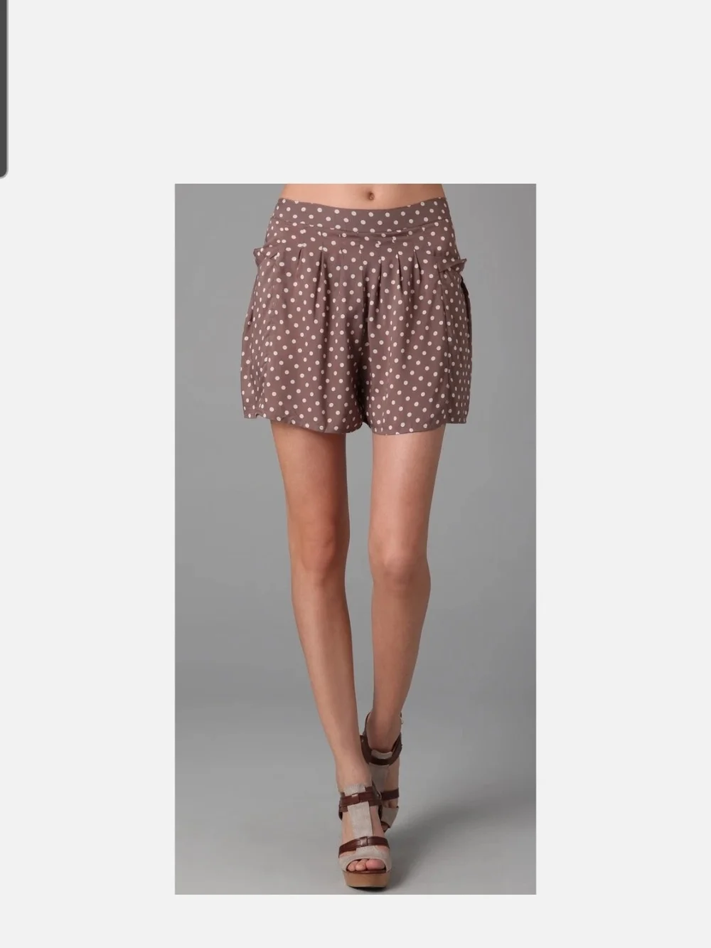 Free People Brown and White Polka Dot Shorts